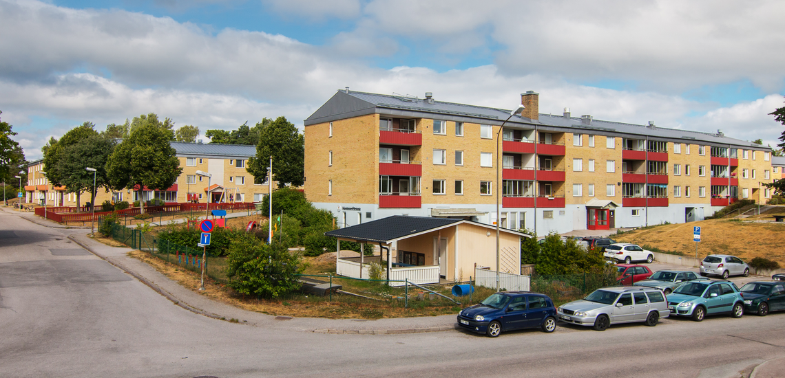 Översiktsbild på bostadshus i Edvardslund.