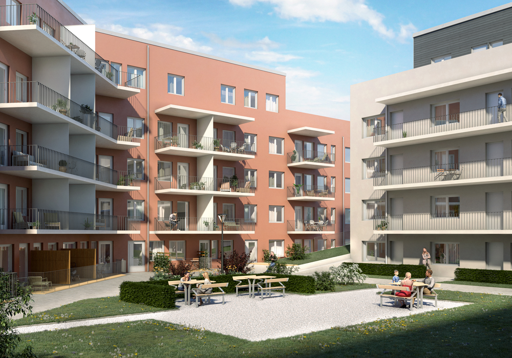 Innergård med sittplatser i Nåjden